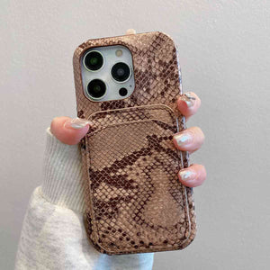 PU Leather Snake Pattern Card Slot Apple iPhone Case