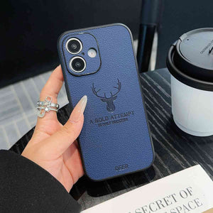 Deer Pattern Leather iPhone Case, Blue