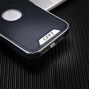 Soft Leather Magnetic Carbon Fiber Pattern iPhone Case