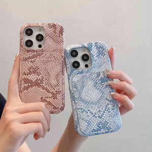 PU Leather Snake Pattern Card Slot Apple iPhone Case