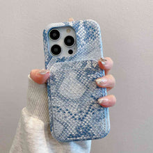 Load image into Gallery viewer, PU Leather Snake Pattern Card Slot Apple iPhone Case