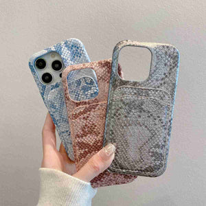 PU Leather Snake Pattern Card Slot Apple iPhone Case