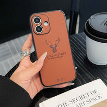 Load image into Gallery viewer, Apple iPhone Cases Fine Hole Camera Deer Pattern Leather Protective Cover