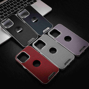 Soft Leather Magnetic Carbon Fiber Pattern iPhone Case