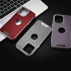 Soft Leather Magnetic Carbon Fiber Pattern iPhone Case