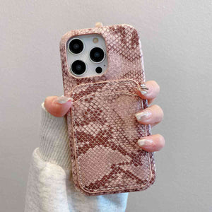 PU Leather Snake Pattern Card Slot Apple iPhone Case