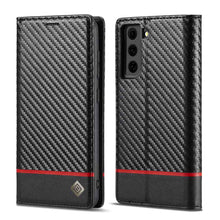 Load image into Gallery viewer, Samsung A Series Carbon Fiber Flip Window Case Cover