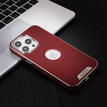 Load image into Gallery viewer, Soft Leather Magnetic Carbon Fiber Pattern iPhone Case