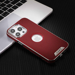 Soft Leather Magnetic Carbon Fiber Pattern iPhone Case