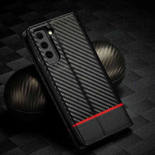 Load image into Gallery viewer, Samsung A Series Carbon Fiber Flip Window Case Cover