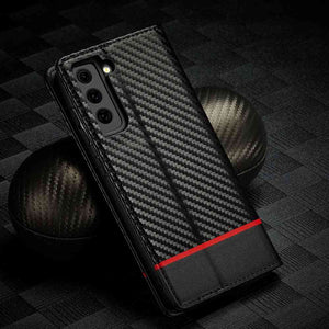 Samsung A Series Carbon Fiber Flip Window Case Cover