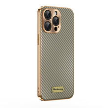 Load image into Gallery viewer, iPhone Case Carbon Fiber Pattern Metal Lens Protective Cover