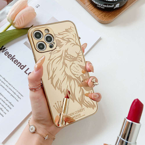 Acylic Mirror Effect iPhone Case, Lion Overall View