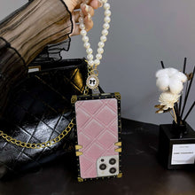 Load image into Gallery viewer, Apple iPhone Case Velvet Grid Pearl Bracelet Cover