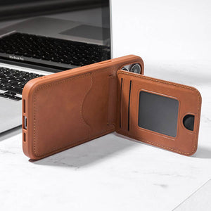 PU Leather Magnetic Card Holder iPhone Case