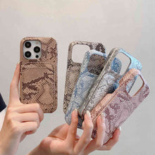 Load image into Gallery viewer, PU Leather Snake Pattern Card Slot Apple iPhone Case