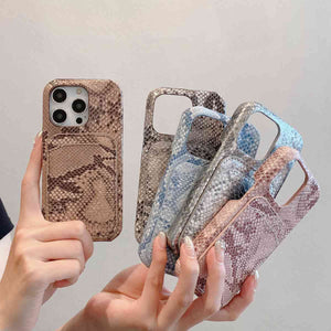 PU Leather Snake Pattern Card Slot Apple iPhone Case