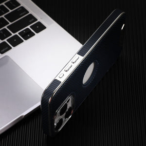 Soft Leather Magnetic Carbon Fiber Pattern iPhone Case