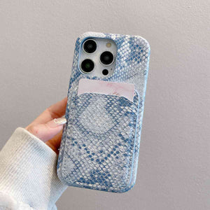 PU Leather Snake Pattern Card Slot Apple iPhone Case