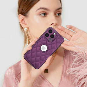 Quilted iPhone PU Leather Case Cover