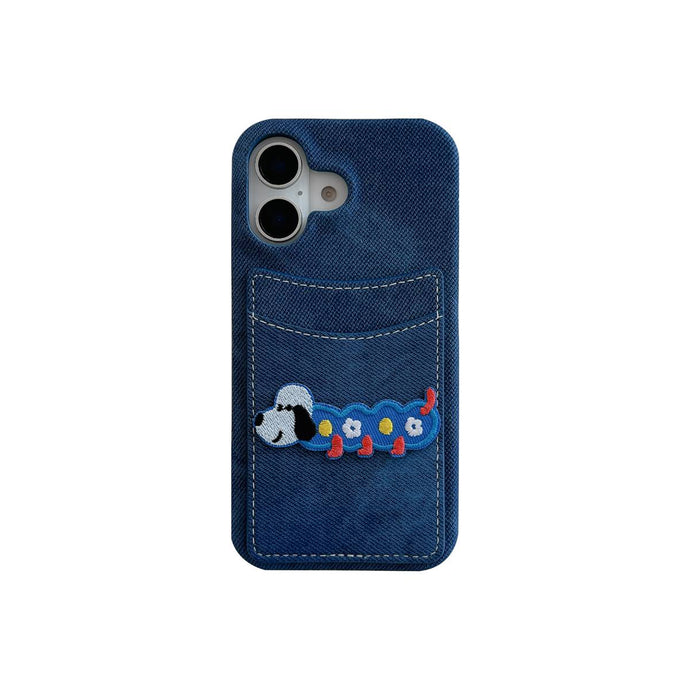 Jeans Handmade Card Slot Dog Sticker iPhone Case