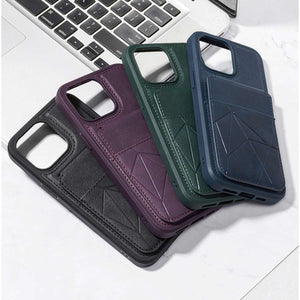 PU Leather Magnetic Card Holder iPhone Case