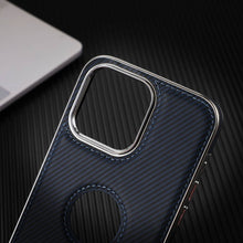 Load image into Gallery viewer, Soft Leather Magnetic Carbon Fiber Pattern iPhone Case