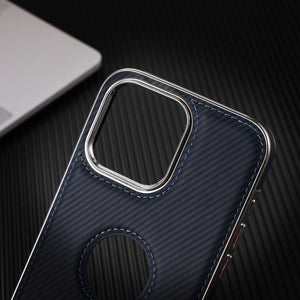 Soft Leather Magnetic Carbon Fiber Pattern iPhone Case