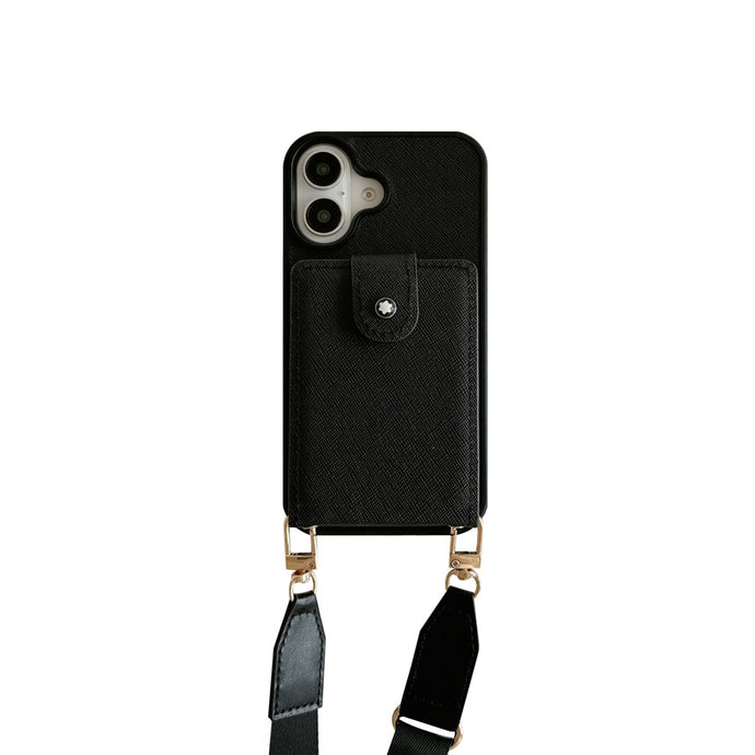 Flip Up and Down Card Bag With Adjustable Lanyard iPhone Case, Overall View