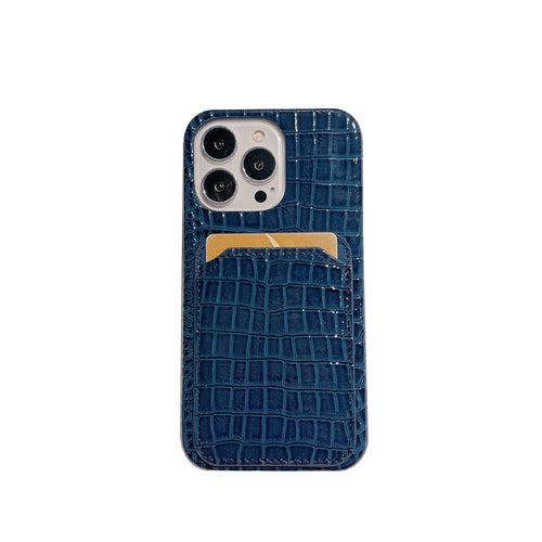 Crocodile iPhone Card Slot Cover, Blue Front Display