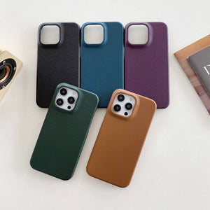 Apple iPhone Case Plain Leather Protective Cover